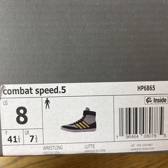 Adidas Combat Speed 5 Grey Gold Wrestling Shoes Men’s Size 8 NEW